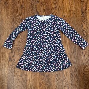 Crewcuts Navy Heart Print Long Sleeve Dress